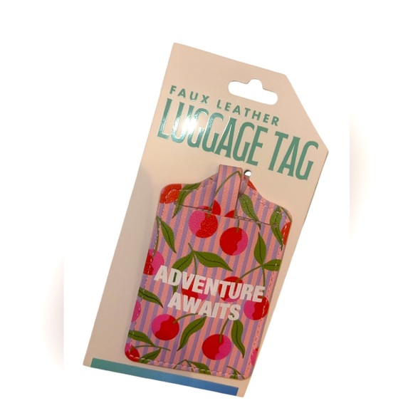 Other - Pink Cherry Faux Leather Luggage Tag